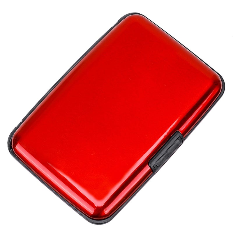 ELFISH Mini RFID Aluminum Wallet Credit Cards Holder Business Card Case Metal ID Case for Men Women (Red) - Image 1